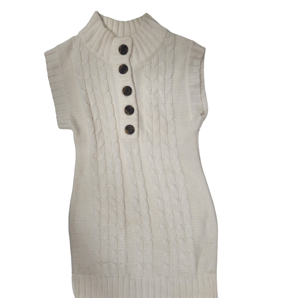 Pink Republic Cream Cable Knit Button Accent Sweater Womens Size L